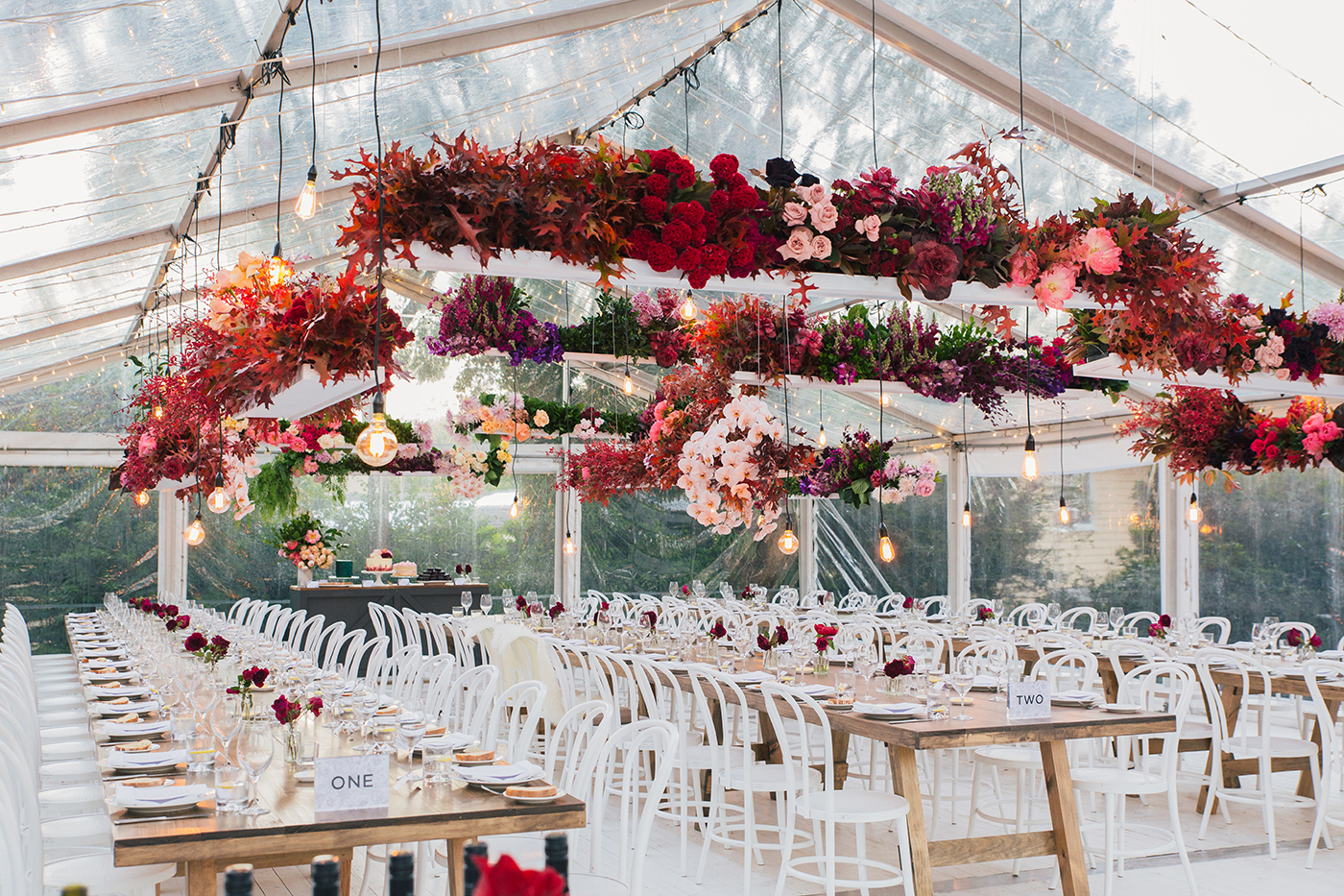A beautifully decorated wedding reception
